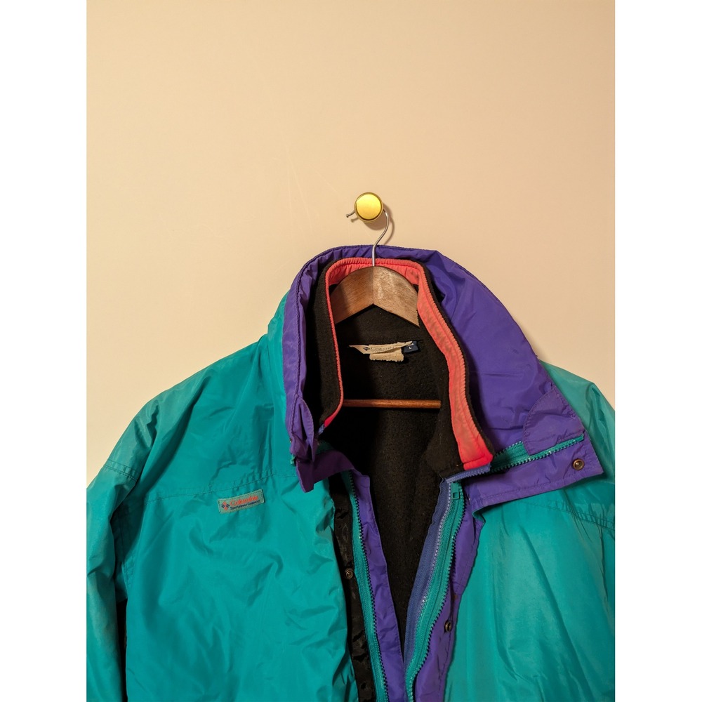Columbia Bugaboo Jacket Mens L Teal Purple Vintage Good 90s Colorblock Gorpcore